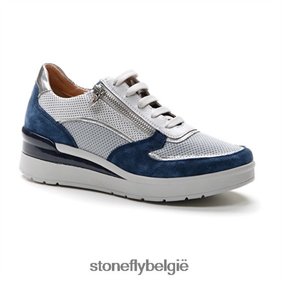 Stonefly creme 40 velours/textiel/nappa lth blauw/zilver/wit 444TZ84 vrouwen schoenen